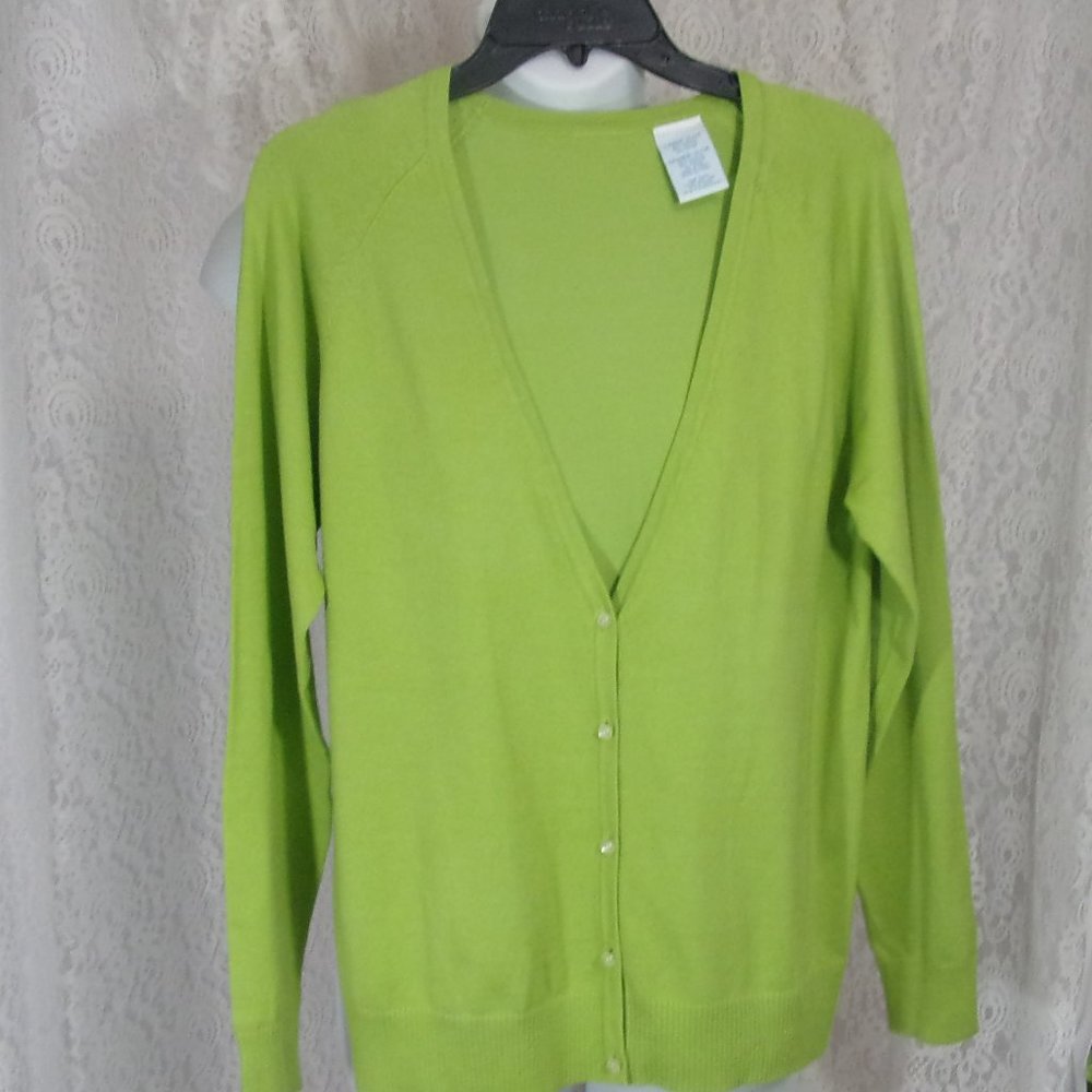 Green Knit Cardigan Sweater - Picture 1 of 2
